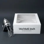 14x14x6 inch giant deep white cake box with transparent window for large tiered cakes