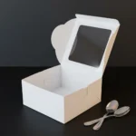 white cake box with transparent window 6x6x4 inch made of 350gsm ivory board