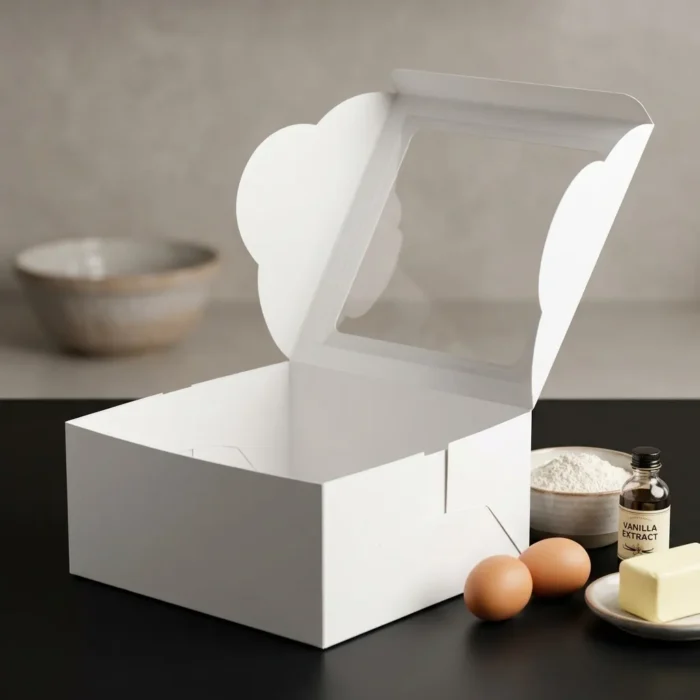 12x12x6 inch jumbo white cake box with transparent window