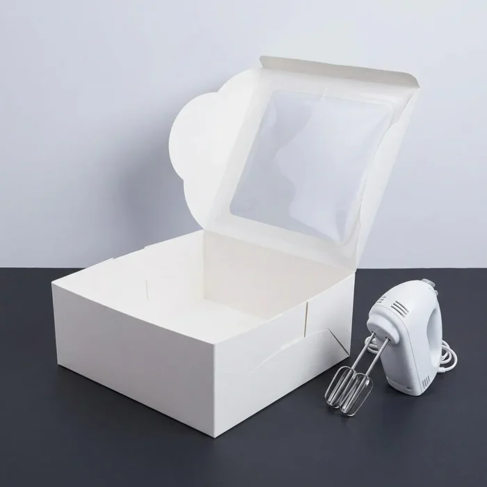 14x14x6 inch giant deep white cake box with transparent window