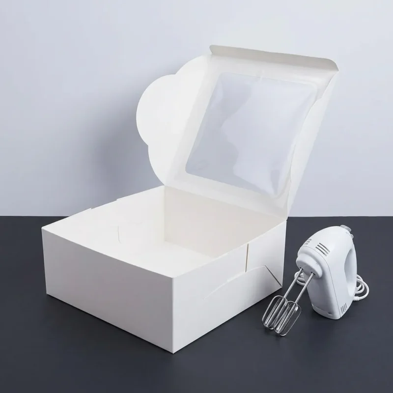 14x14x6 inch giant deep white cake box with transparent window