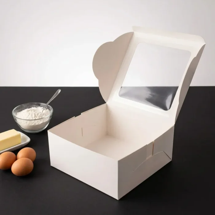 12x12x4 inch extra large white cake box with transparent window