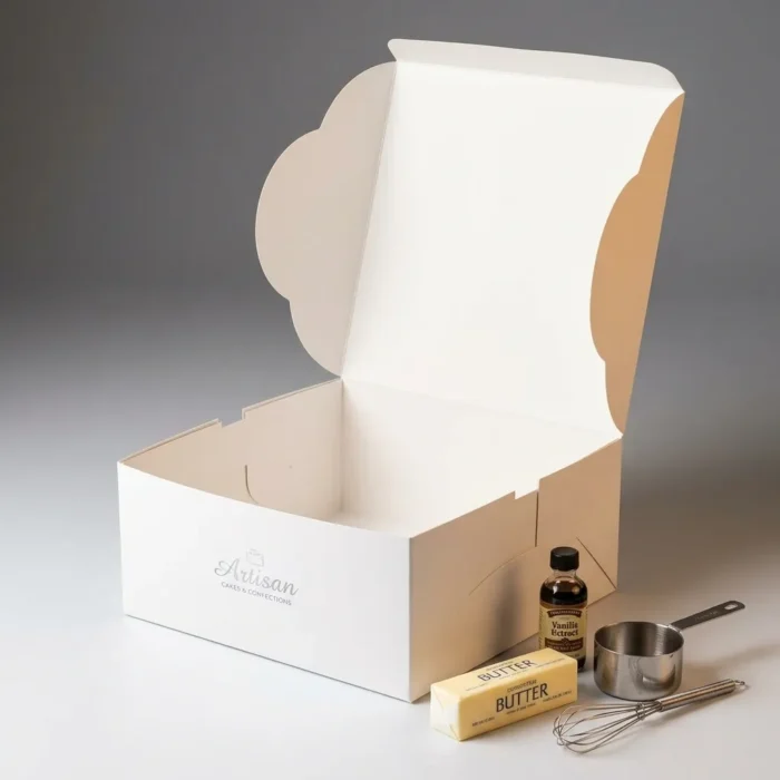 12x12x6 inch white cake box made of thick 350gsm ivory board