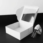 16x16x4 inch colossal low profile white cake box with transparent window