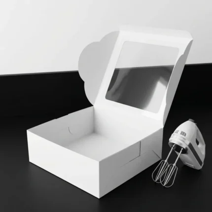 16x16x4 inch colossal low profile white cake box with transparent window