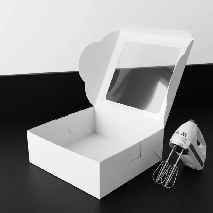 16x16x4 inch colossal low profile white cake box with transparent window