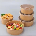 Kraft Paper Takeaway Bowl Container with Clear PET Lid