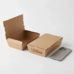 200ml large Kraft paper lunch box container showing open lid and closed lid options