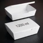 1200ml white paper lunch box container displaying open and closed positions
