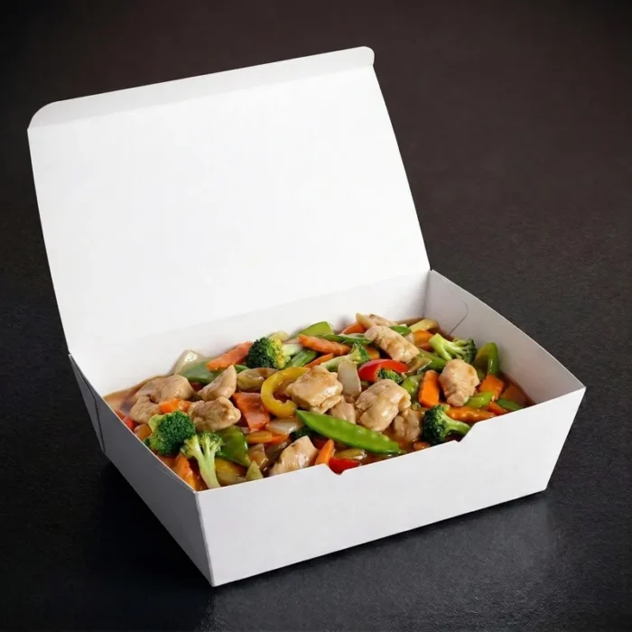 1200ml white paper lunch box container displaying open positions
