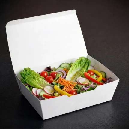 900ml white paper lunch box takeaway container in open view