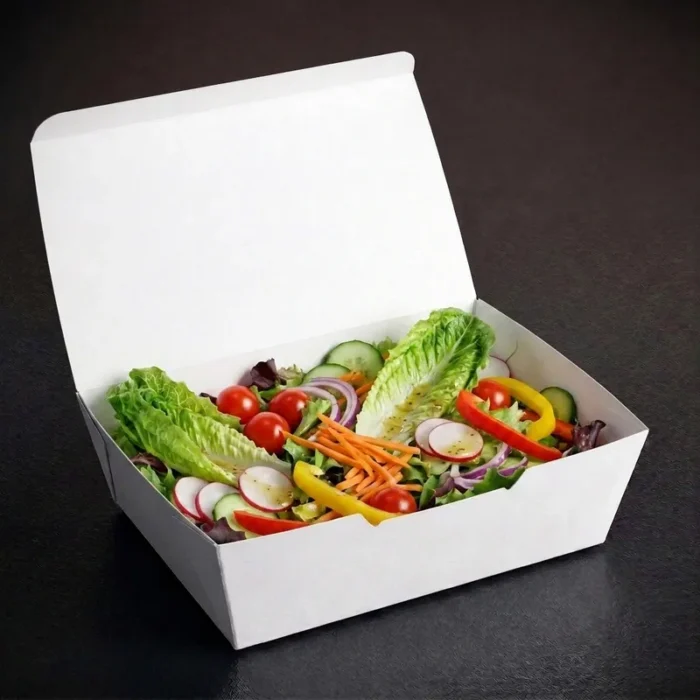 900ml white paper lunch box takeaway container in open view