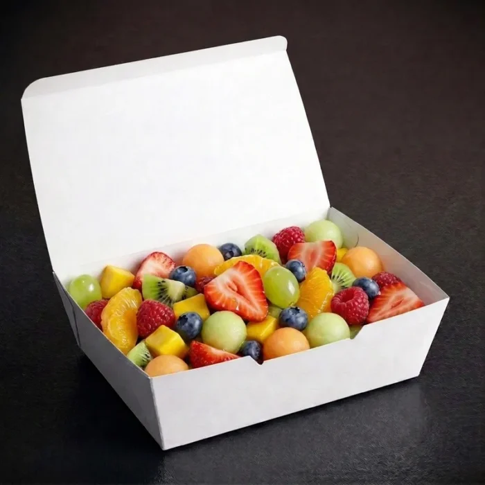 700ml white paper lunch box container shown open