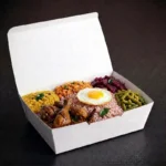 1600ml extra large white paper lunch box container in open views