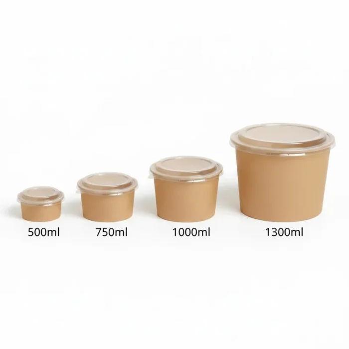 Kraft Paper Takeaway Bowl Container with Clear PET Lid
